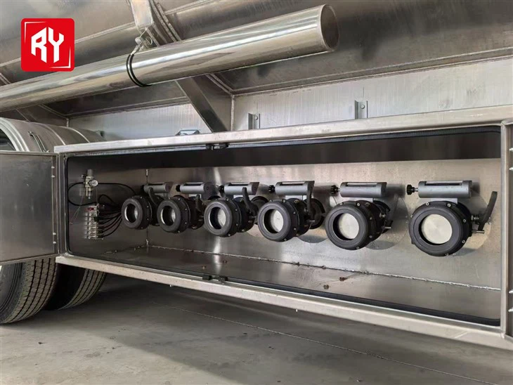 Ruiyuan brand 50 cubic meters 6 compartments aluminum alloy semi-trailer price